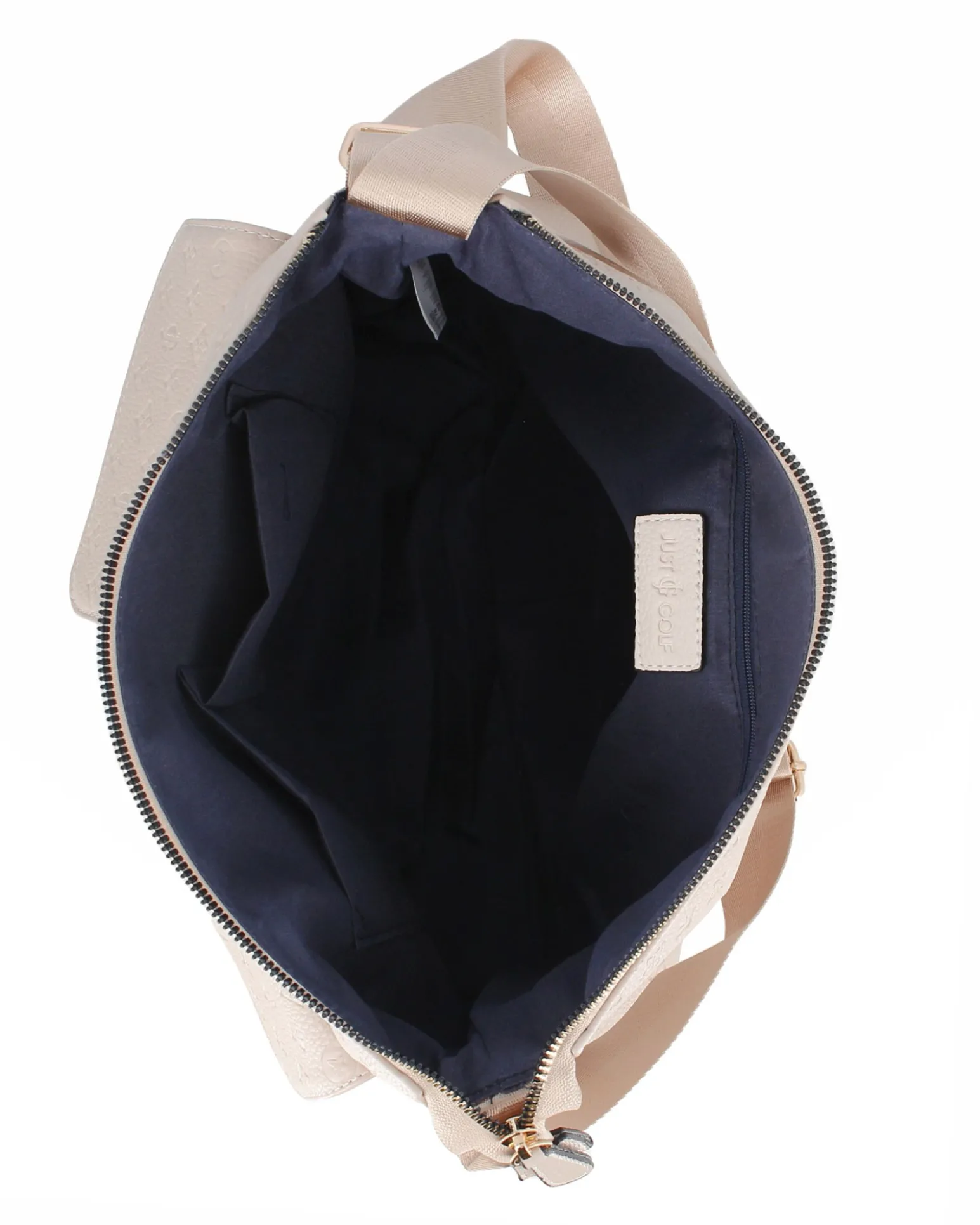 JUST GOLF - Tracolla beige loggata con con tre tasche frontali