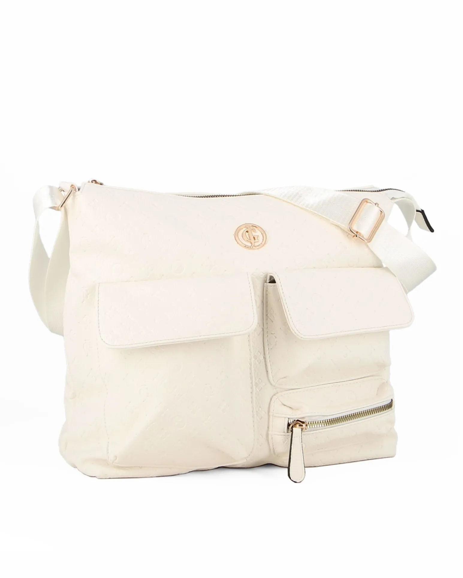 JUST GOLF - Tracolla bianca loggata con con tre tasche frontali
