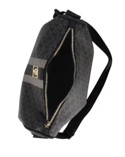 JUST GOLF - Tracolla mezzaluna nera con logo metallico frontale e pennacchio a frange multicolor
