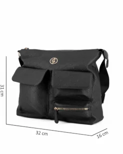 JUST GOLF - Tracolla nera loggata con con tre tasche frontali