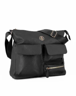JUST GOLF - Tracolla nera loggata con con tre tasche frontali