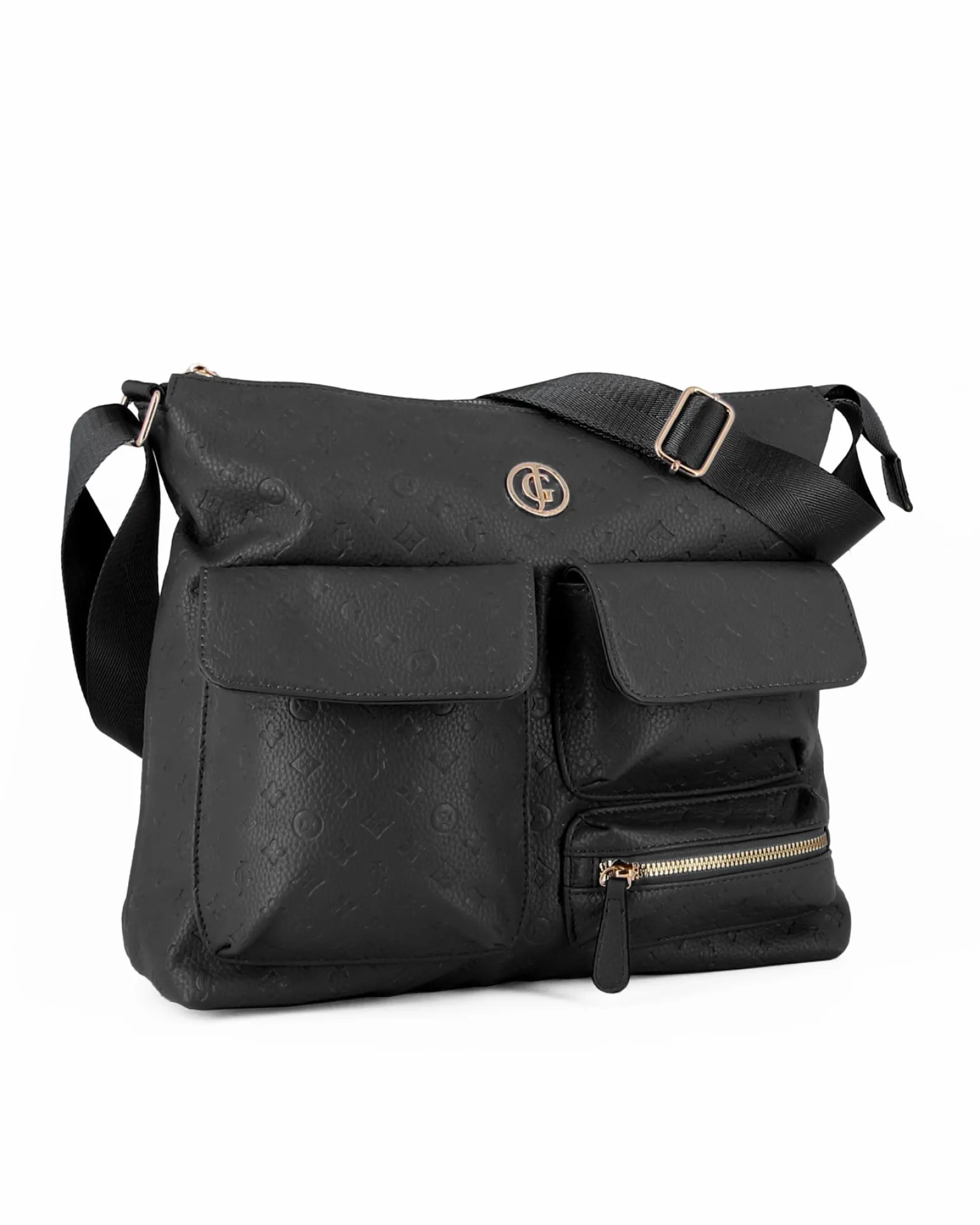 JUST GOLF - Tracolla nera loggata con con tre tasche frontali