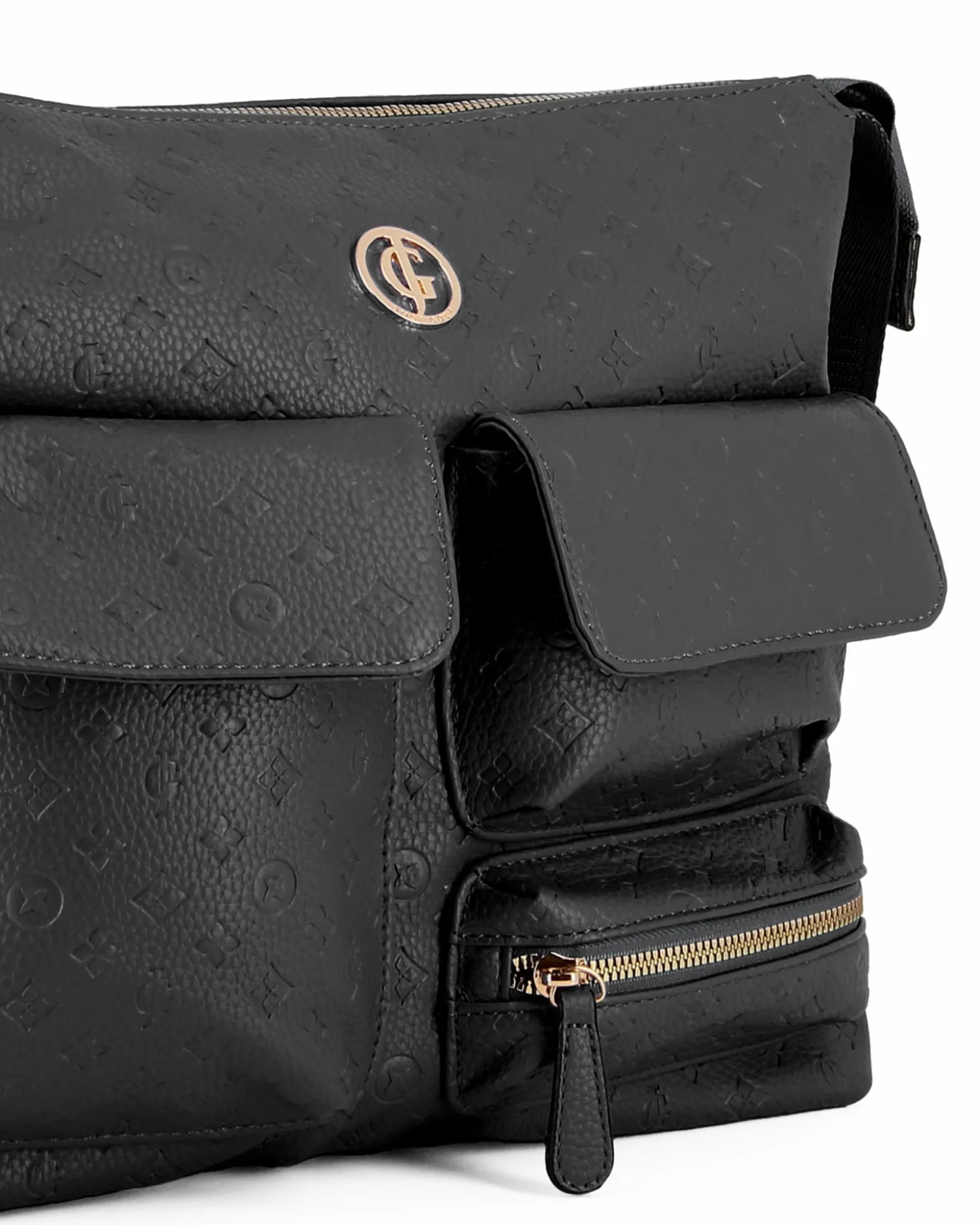 JUST GOLF - Tracolla nera loggata con con tre tasche frontali
