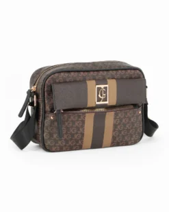 JUST GOLF - Tracolla nera/marrone loggata con tasca frontale e pattina con logo