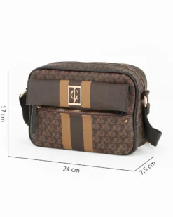 JUST GOLF - Tracolla nera/marrone loggata con tasca frontale e pattina con logo