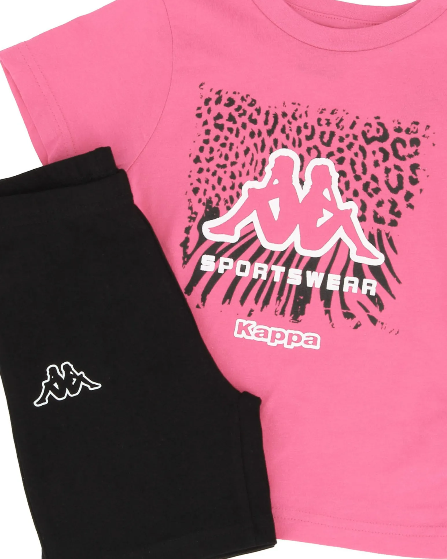 KAPPA - Completo mezza manica bambina 3-7 anni rosa in cotone