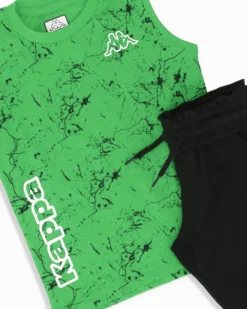 KAPPA - Completo smanicato bambino 3-7 anni verde in cotone
