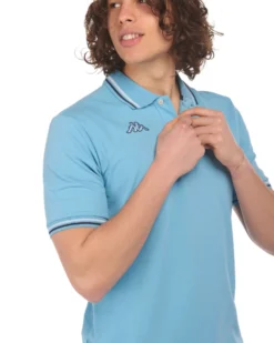 KAPPA - POLO AZZURRO CIELO DA UOMO CON BORDINO A CONTRASTO LOGO MALTAX 10