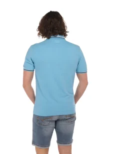 KAPPA - POLO AZZURRO CIELO DA UOMO CON BORDINO A CONTRASTO LOGO MALTAX 10