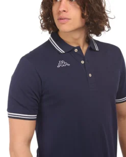 KAPPA - POLO BLU DA UOMO CON BORDINO A CONTRASTO LOGO MALTAX 5