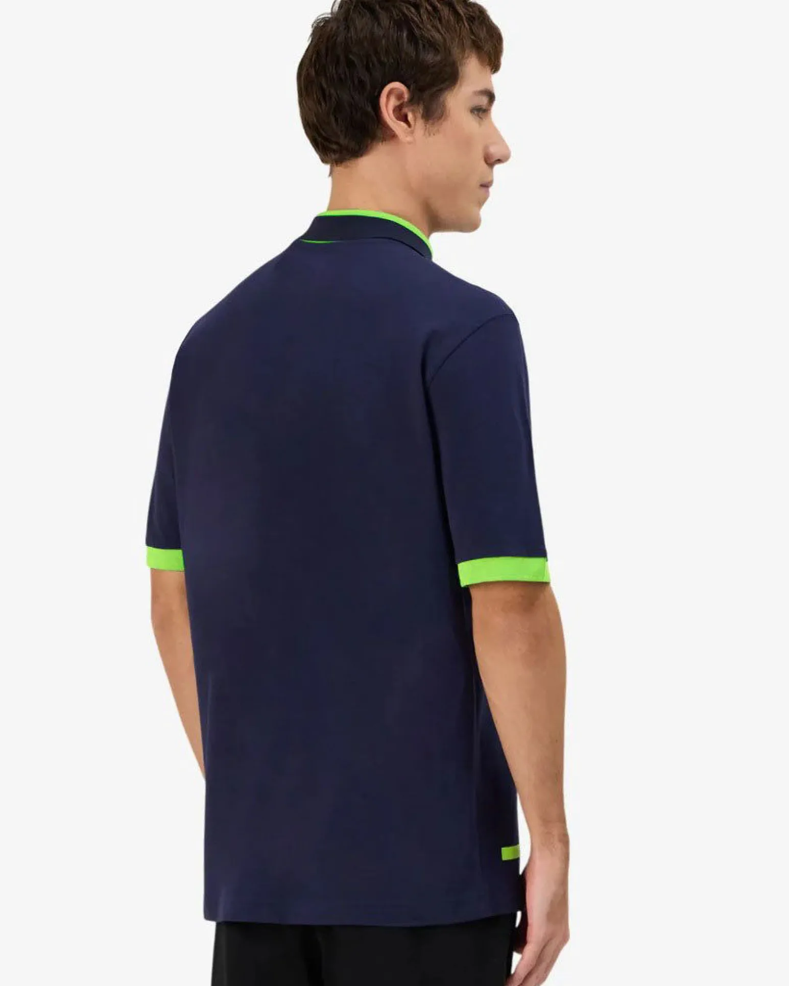 KAPPA - POLO MEZZA MANICA UOMO LOGO NEON BLU CON DETTAGLI VERDE FLUO, 341N22W-A07