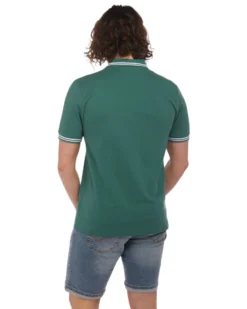 KAPPA - POLO VERDE DA UOMO CON BORDINO A CONTRASTO LOGO MALTAX 9