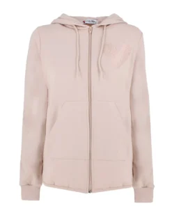 KEITH HARI - DONNA FELPA beige FULL ZIP CON CAPUCCIO