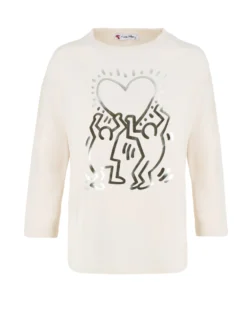 KEITH HARI - DONNA TSHIRT CREMA CON MANICA 3/4