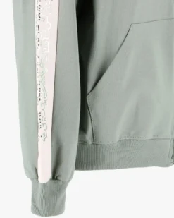 KEITH HARING - Felpa con cappuccio e full zip verde salvia da donna in cotone