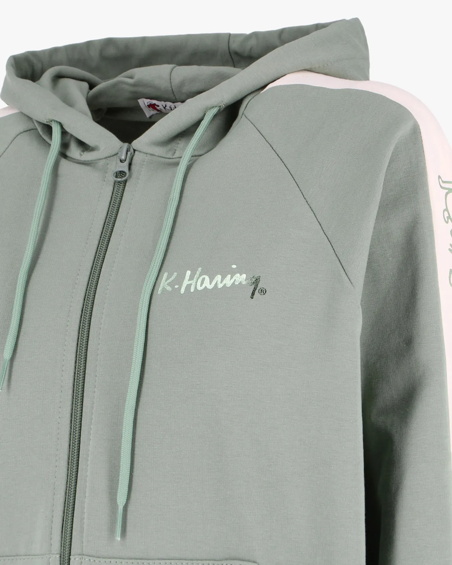 KEITH HARING - Felpa con cappuccio e full zip marrone chiaro da donna in cotone