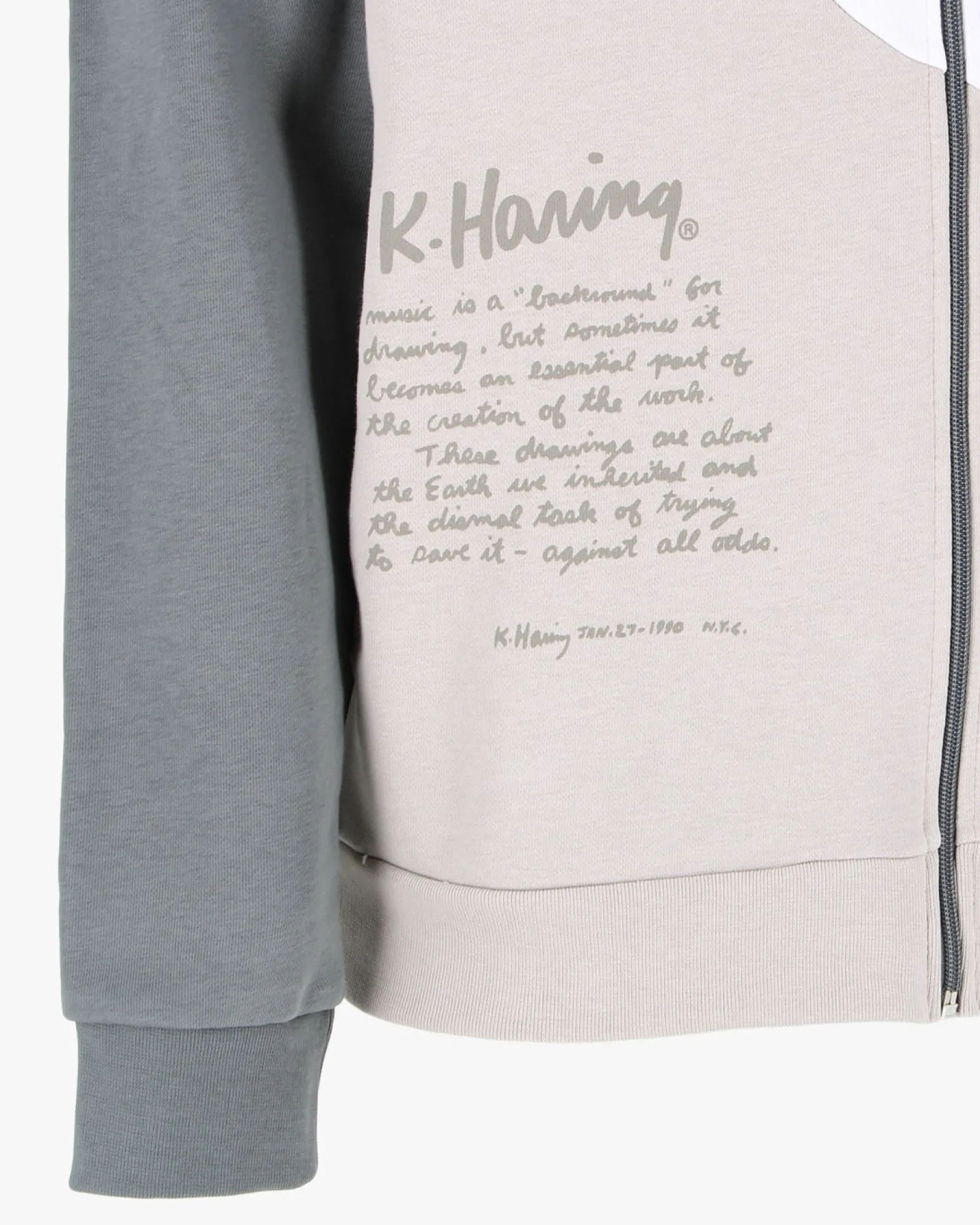 KEITH HARING - Felpa con cappuccio e full zip asfalto/bianco/taupe da uomo