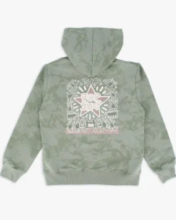 KEITH HARING - FELPA VERDE FULL ZIP CON CAPPUCCIO DA RAGAZZO 10-14 ANNI
