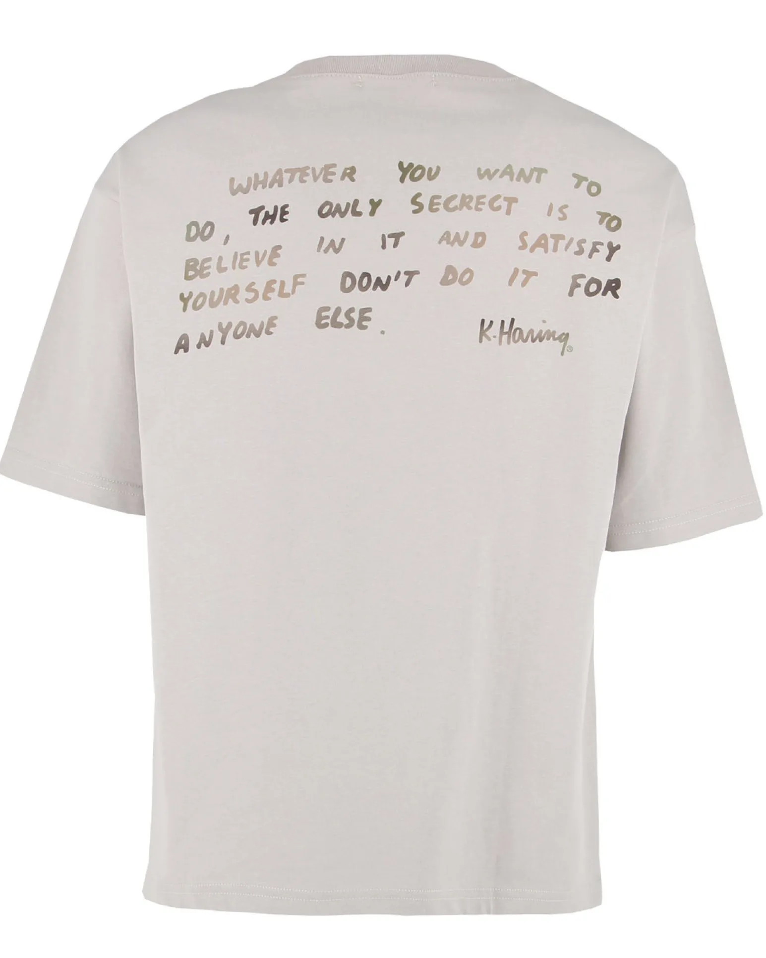 KEITH HARING - Tshirt manica corta taupe in cotone
