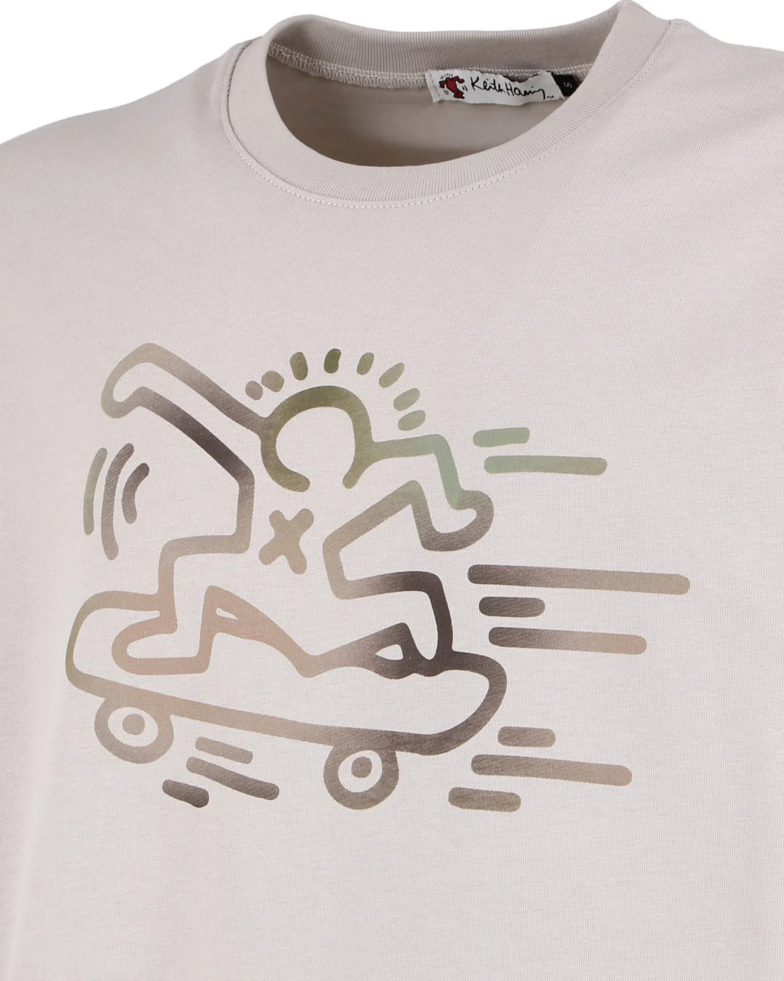 KEITH HARING - Tshirt manica corta taupe in cotone
