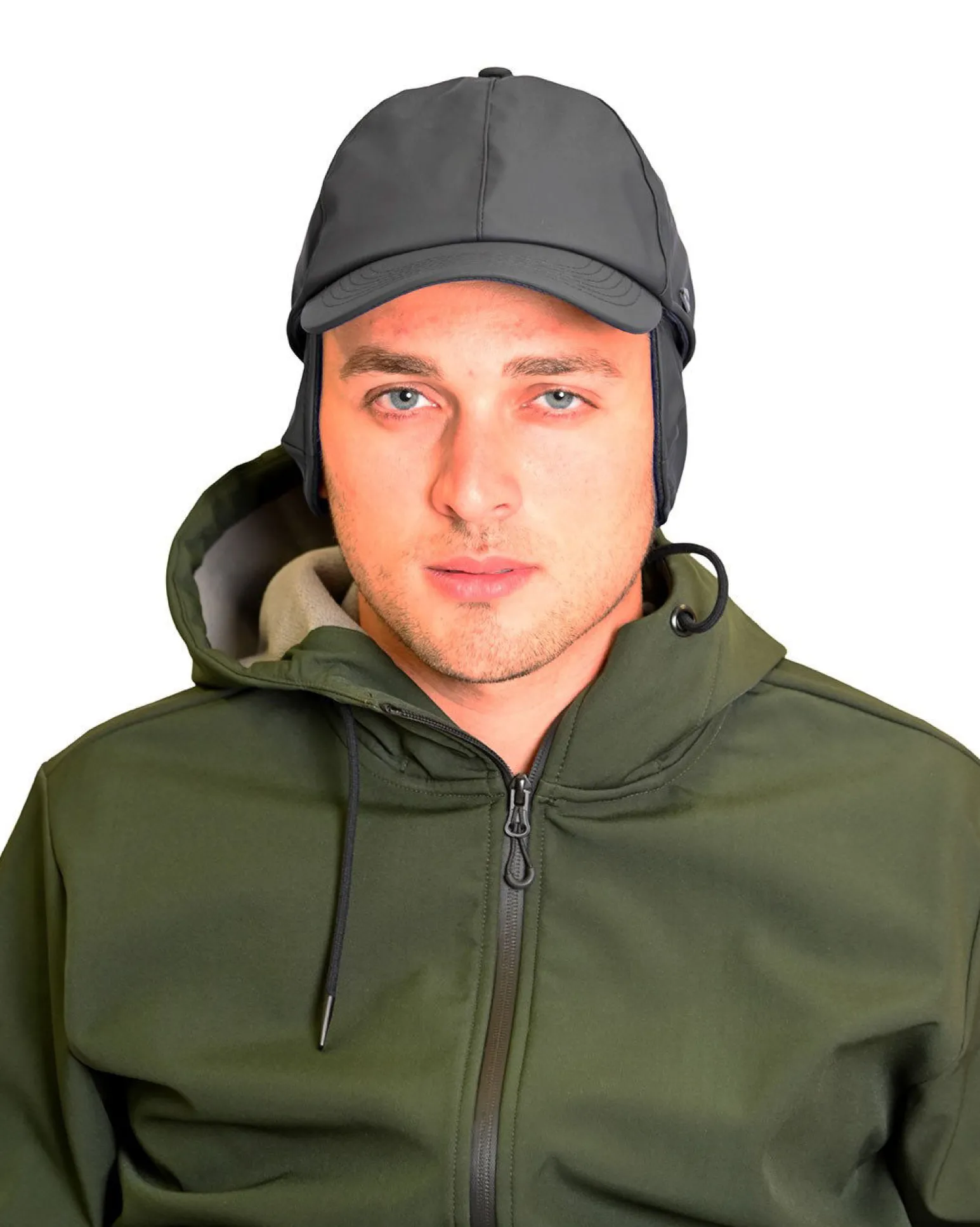 KEY UP - CAPPELLO INVERNALE BLU DA UOMO IMPERMEABILE E ANTIVENTO CON PARAORECCHIE