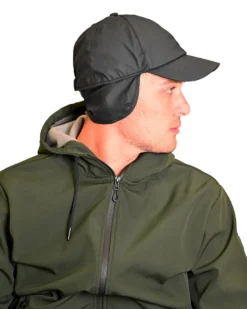 KEY UP - CAPPELLO INVERNALE NERO  DA UOMO IMPERMEABILE  E ANTIVENTO CON PARAORECCHIE