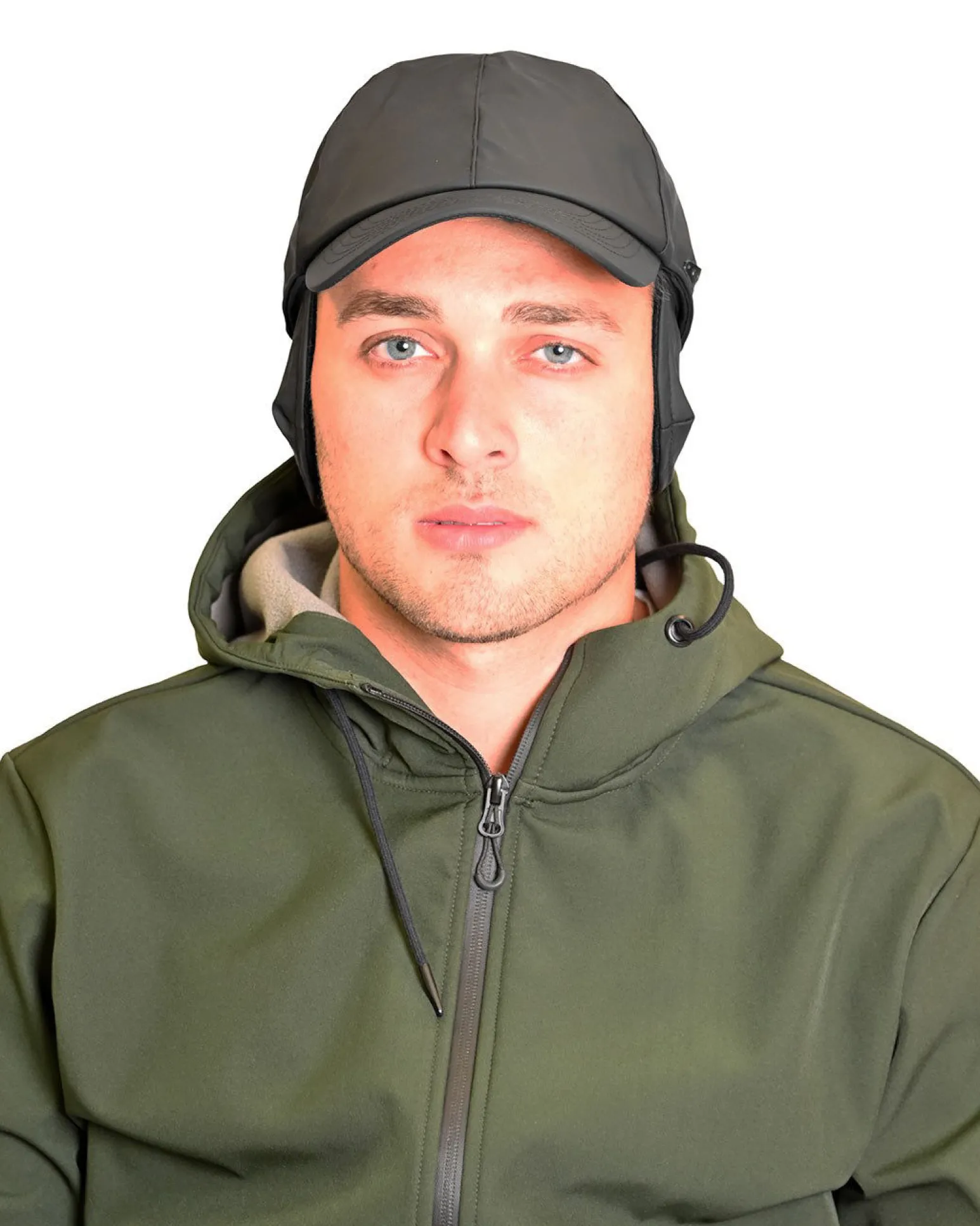 KEY UP - CAPPELLO INVERNALE NERO DA UOMO IMPERMEABILE E ANTIVENTO CON PARAORECCHIE
