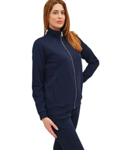KEY UP  - FELPA BLU FULL ZIP DA DONNA