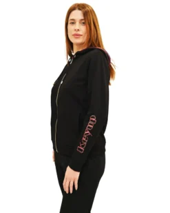 KEY UP - FELPA NERA DA DONNA CON CAPPUCCIO