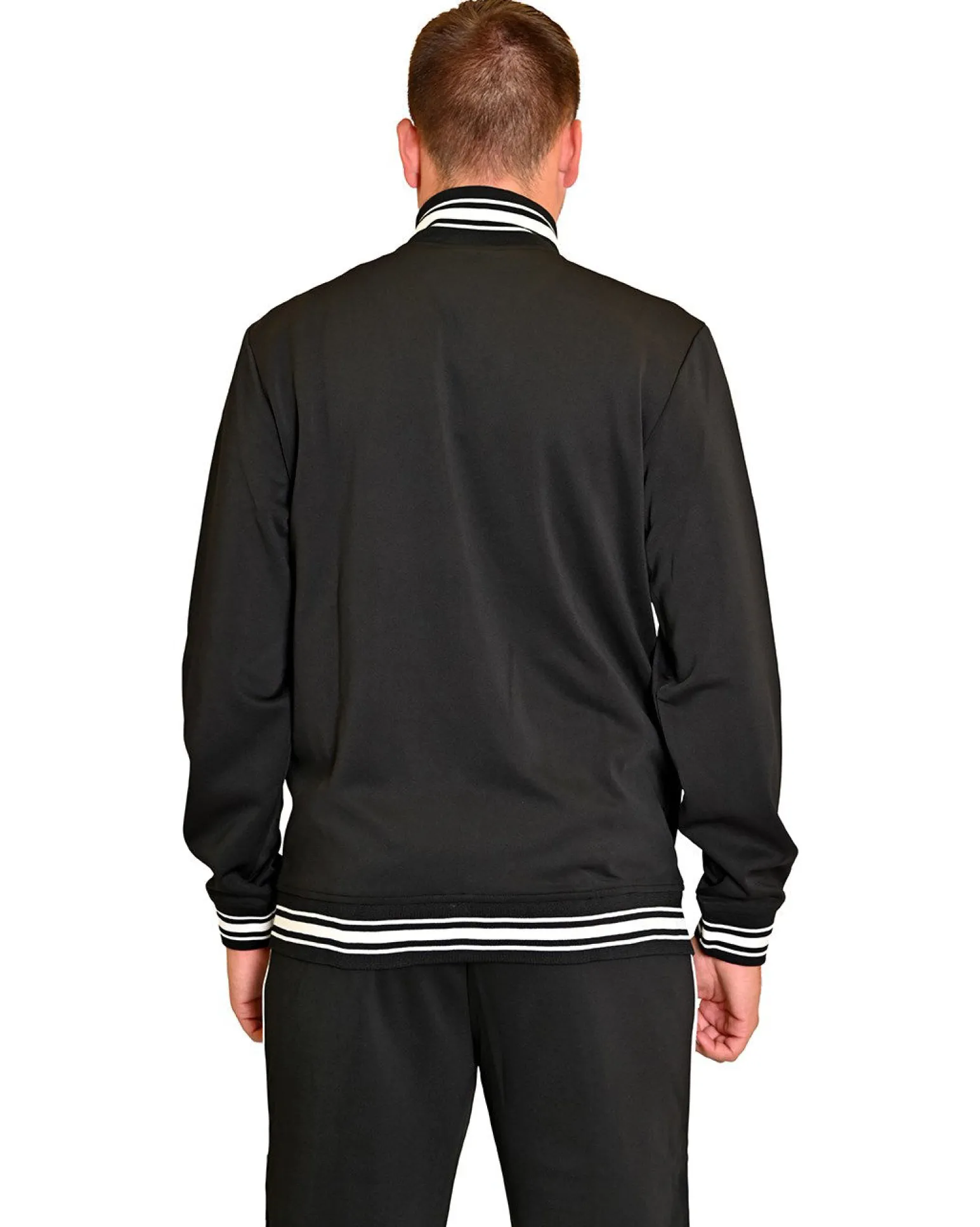 KEY UP - FELPA NERA DA UOMO FULL ZIP ACETATA CON DETTAGLI RICHE