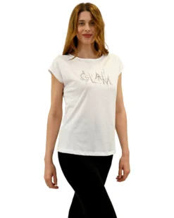 KEY UP - MAGLIA MEZZA MANICA DONNA BIANCA GLAM -  5S894/0001