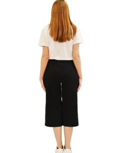 KEY UP - PANTA COULOTTE NERO IN JERSEY ELASTICIZZATO 5L861