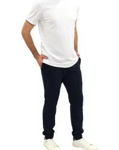 KEY UP - PANTALONE FELPA BLU DA UOMO CON POLSINO