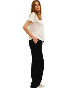 KEY UP - PANTALONE NERO IN JERSEY ELASTICIZZATO DA DONNA