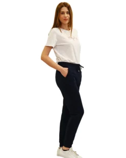 KEY UP - PANTALONE TUTA BLU CON POLSINO DA DONNA
