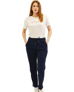 KEY UP - PANTALONE TUTA BLU DA DONNA CON FONDO DRITTO