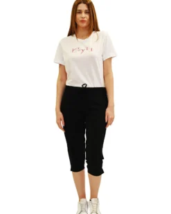 KEY UP - PINOCCHIETTO NERO CON TASCHE IN JERSEY ELASTICIZZATO DA DONNA