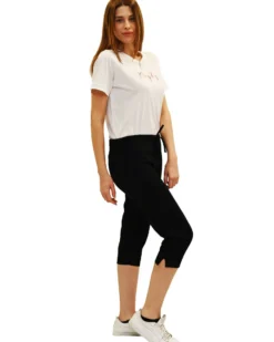 KEY UP - PINOCCHIETTO NERO CON TASCHE IN JERSEY ELASTICIZZATO DA DONNA
