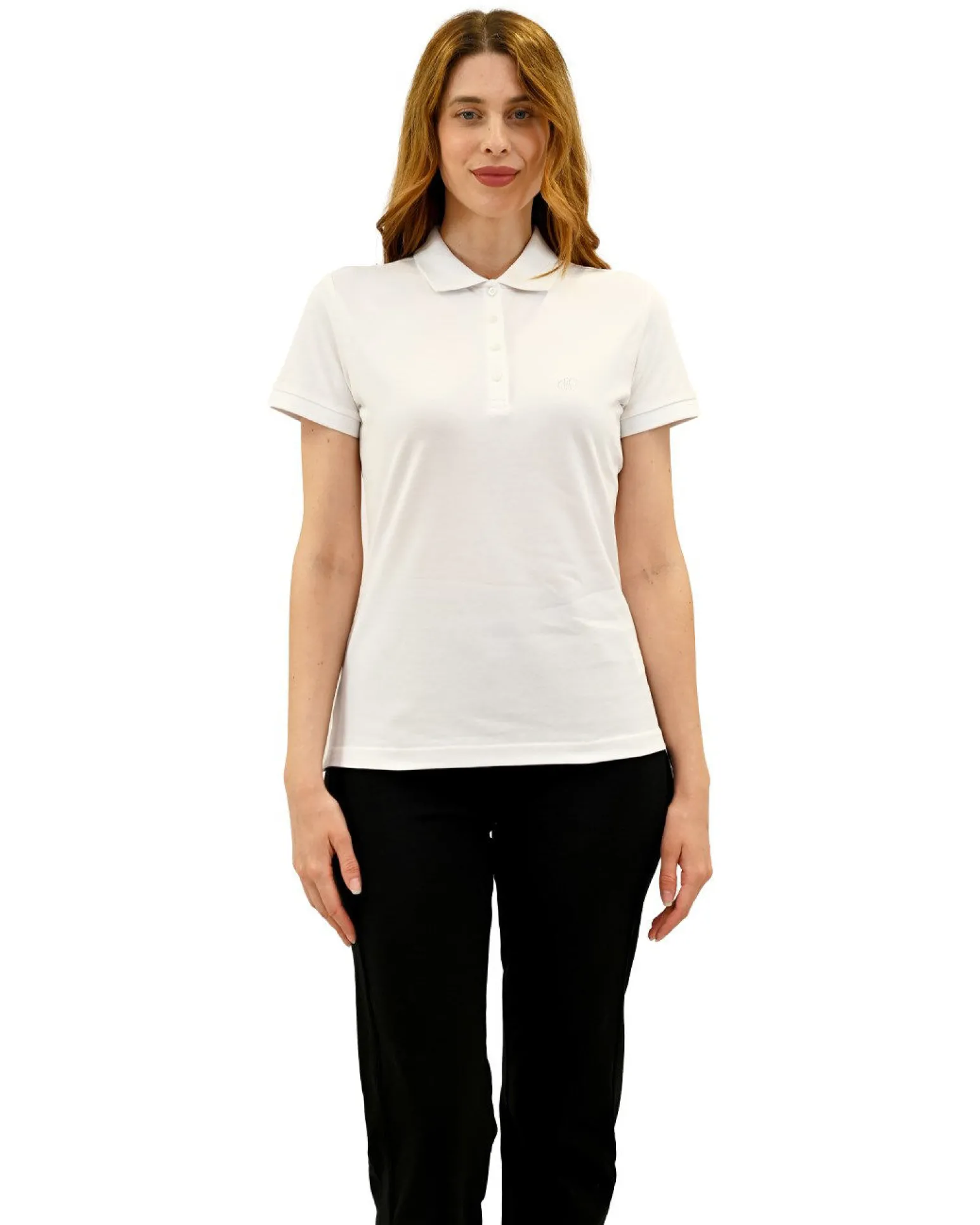 KEY UP -POLO IN PIQUET DONNA BIANCA CON COLLETTO - 5535Q/0001