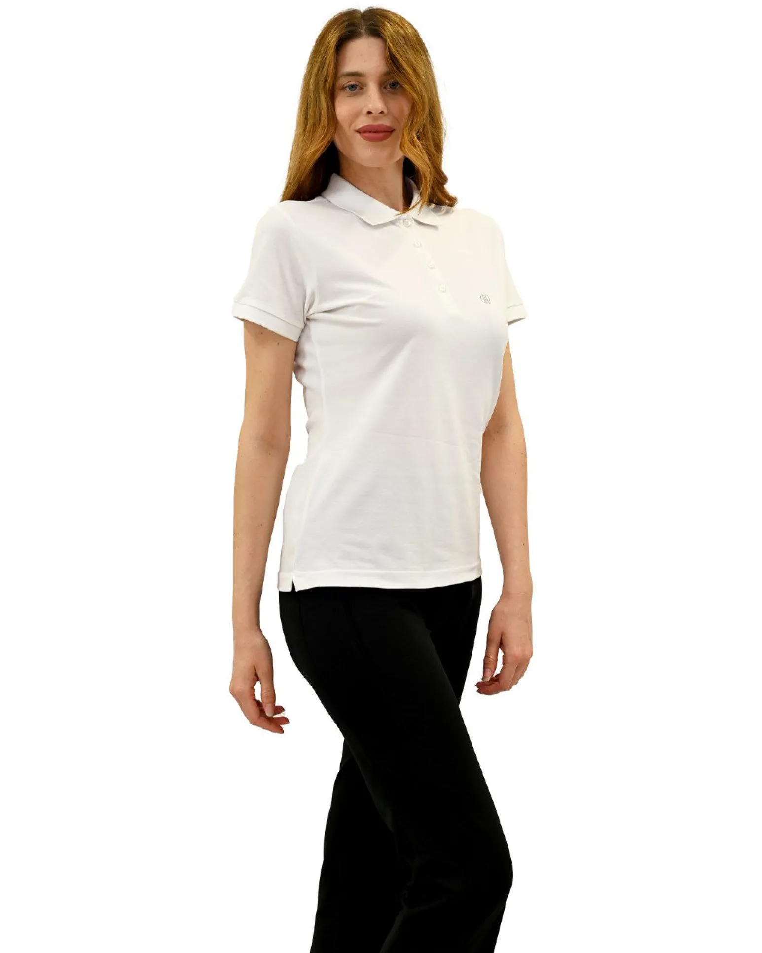 KEY UP -POLO IN PIQUET DONNA BIANCA CON COLLETTO - 5535Q/0001