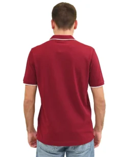 KEY UP - POLO MEZZA MANICA UOMO IN PIQUET BORDEAUX CON RIGHINO BIANCO - 2Q711/2149