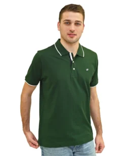 KEY UP - POLO MEZZA MANICA UOMO IN PIQUET BIANCA  CON RIGHINO NERO - 2Q711/0001
