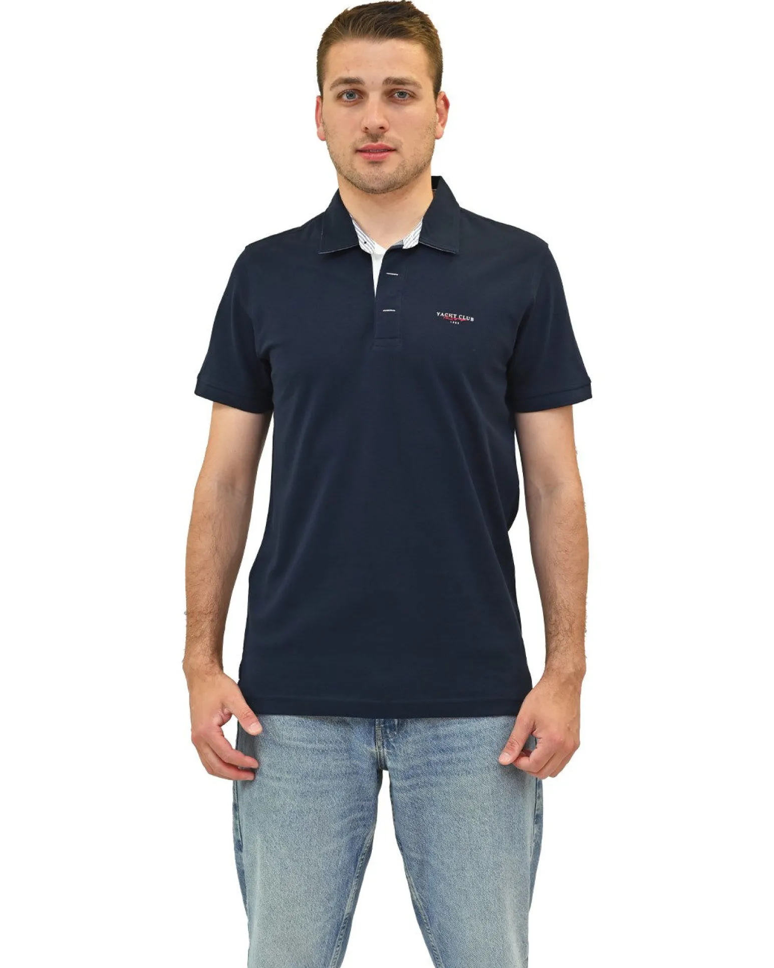 KEY UP - POLO MEZZA MANICA UOMO IN PIQUET BLU PQ YACHT - 2Q512/1245