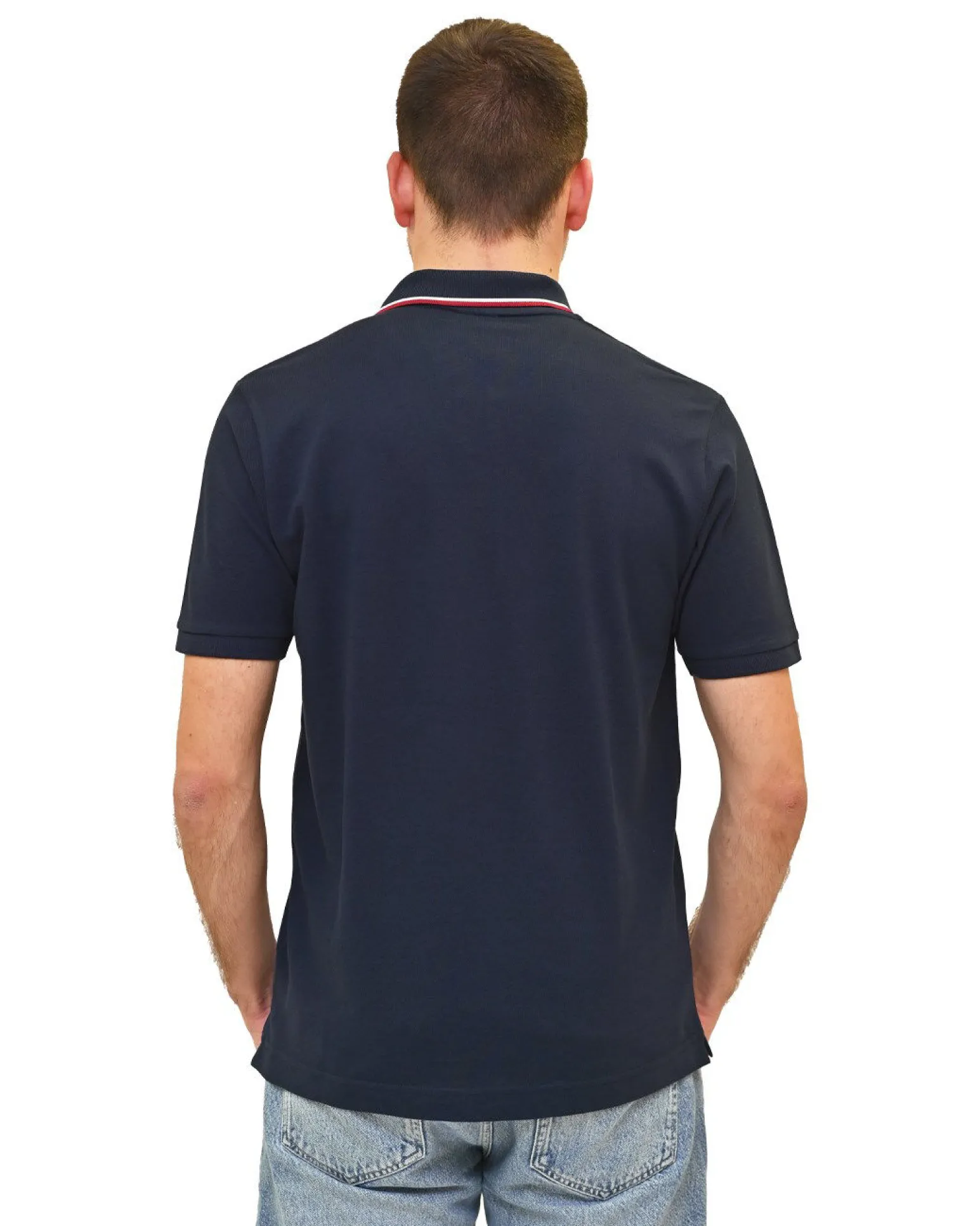 KEY UP - POLO MEZZA MANICA UOMO IN PIQUET BLU MEZZA ZIP CON TASCHINO - 2Q515/1245