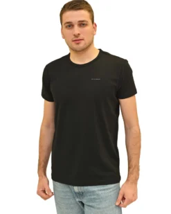 KEY UP - T-SHIRT GIROCOLLO ELASTCIZZATA NERA DA UOMO