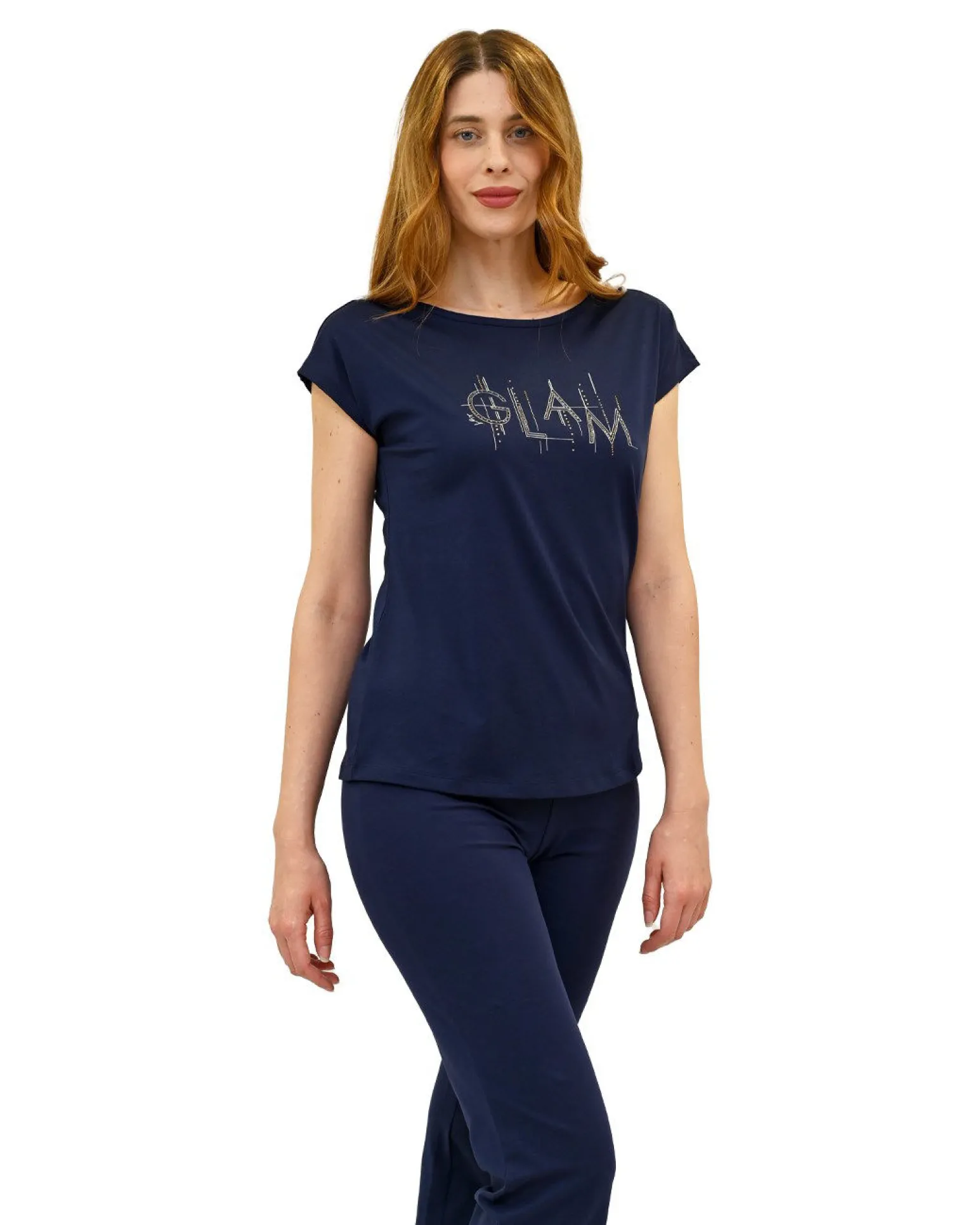 KEY UP - T-SHIRT MEZZA MANICA DONNA BLU GLAM - 5S426/2103