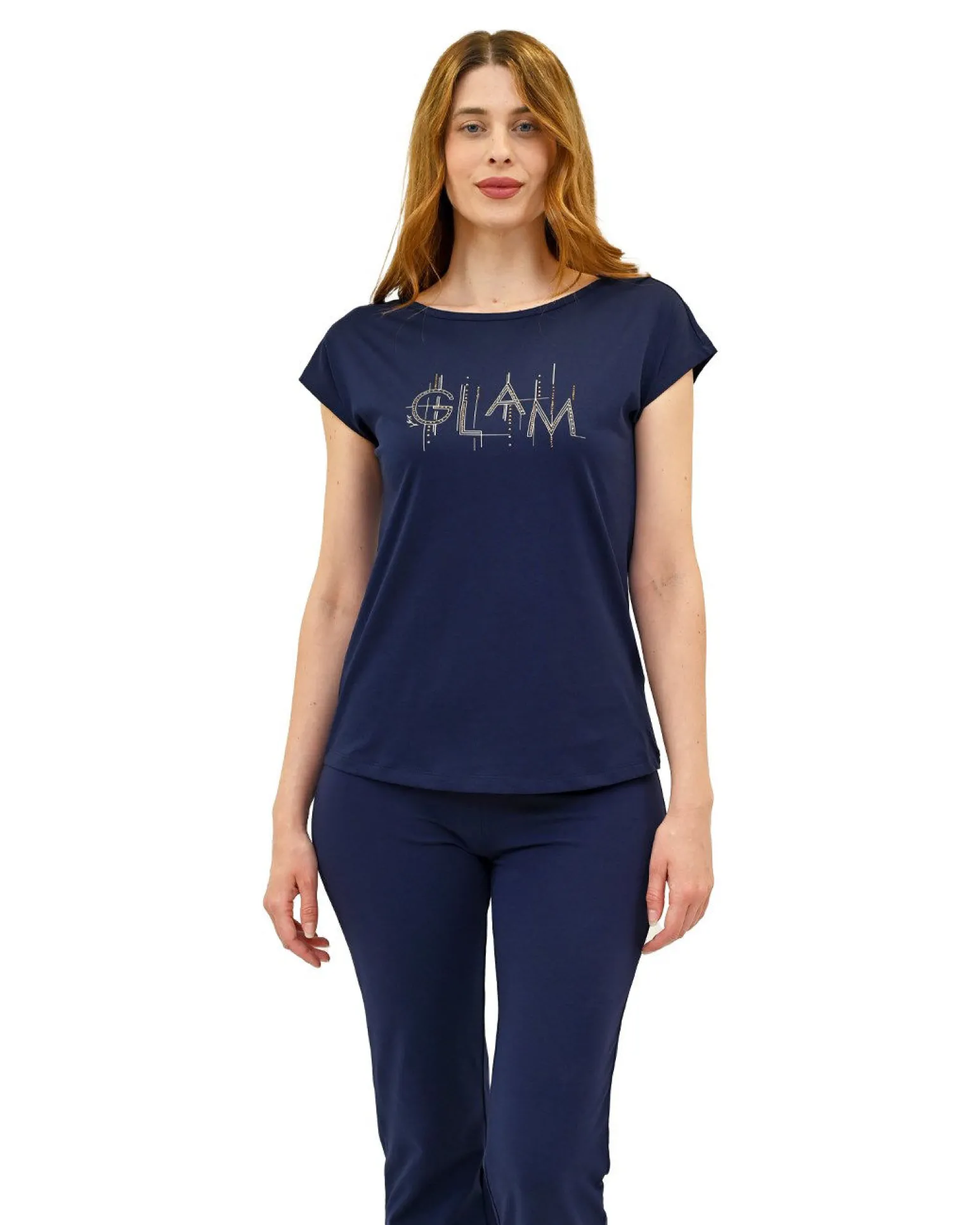 KEY UP - T-SHIRT MEZZA MANICA DONNA BLU GLAM - 5S426/2103