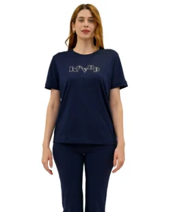 KEY UP - T-SHIRT MEZZA MANICA DONNA BLU -  5S881/1265