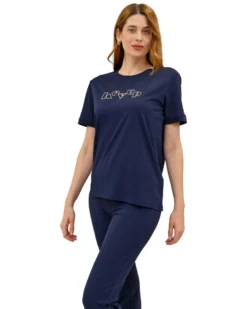 KEY UP - T-SHIRT MEZZA MANICA DONNA BLU -  5S881/1265