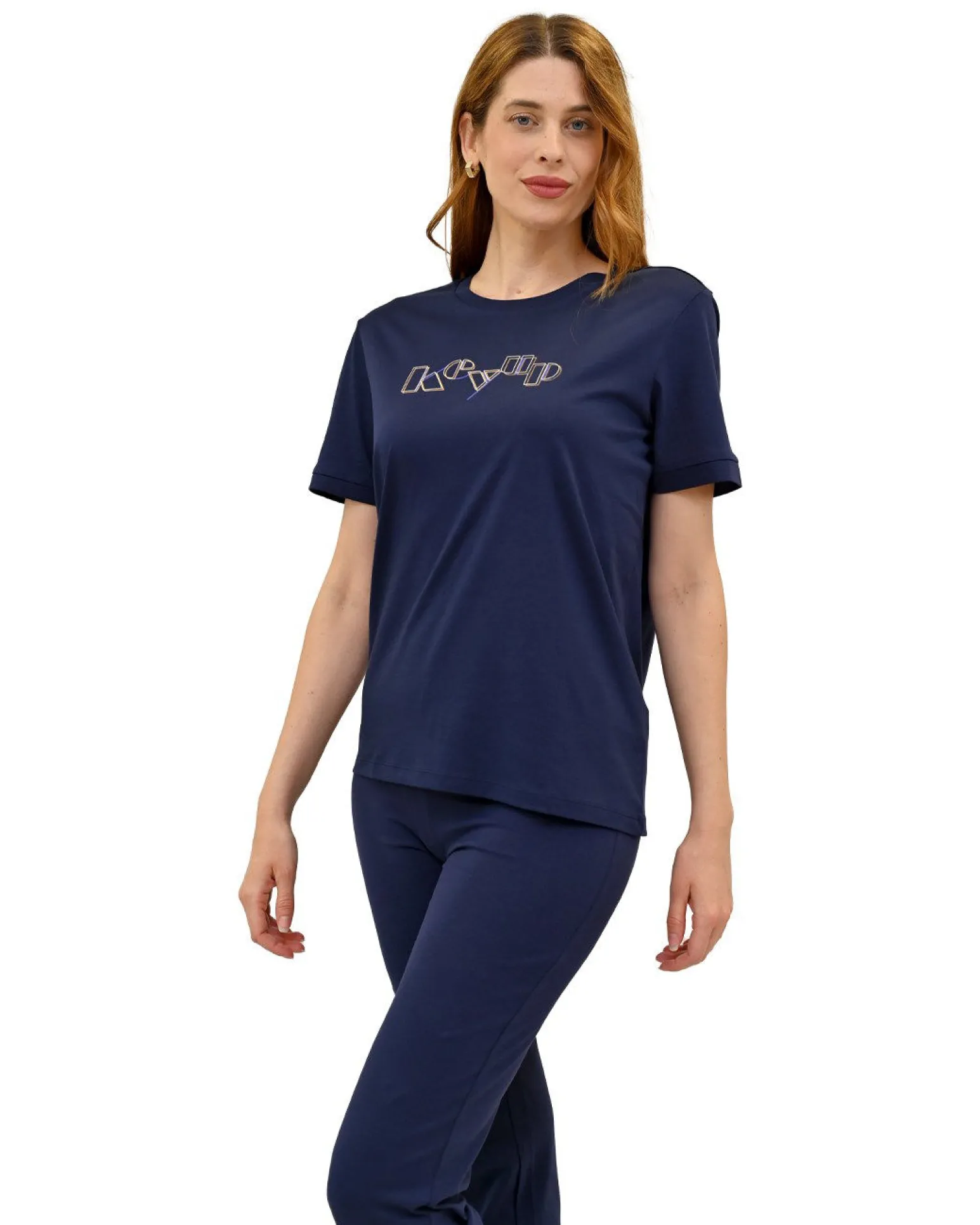 KEY UP - T-SHIRT MEZZA MANICA DONNA BLU - 5S881/1265